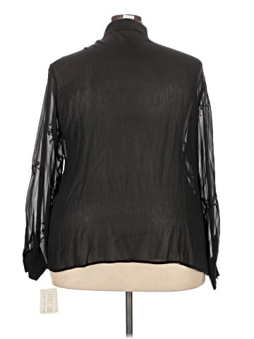 SILK CLUB COLLECTION Long Sleeve Silk Top (view 2)