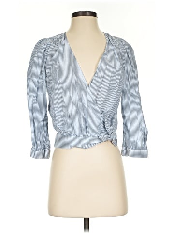 Madewell Wrap Top in Indigo Stripe (view 1)