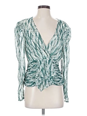 Aqua Long Sleeve Blouse (view 1)