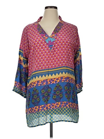 Tolani 3/4 Sleeve Silk Top (view 1)