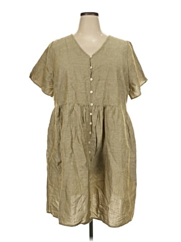 Madewell Plus Linen-Blend Alexandra Button-Front Mini Dress (view 1)