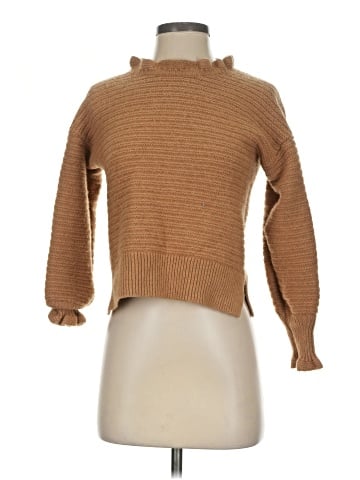 Madewell Ruffle-Neck Pullover Sweater in Cotton-Merino Yarn (view 1)