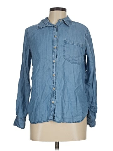 Cosmic Blue Love Long Sleeve Button-Down Shirt (view 1)