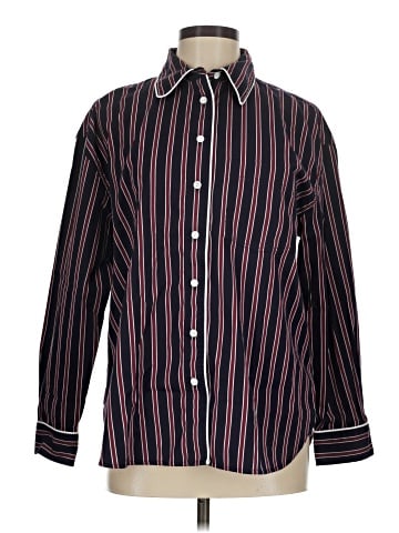 Madewell Long Button-Up Shirt in Stripe Poplin (view 1)