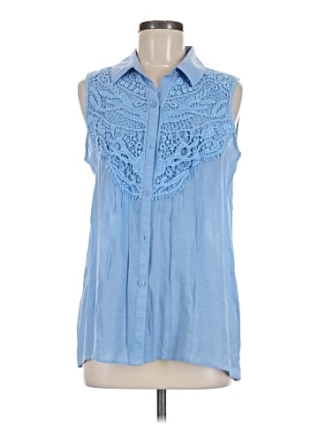 NY Collection Sleeveless Button-Down Shirt (view 1)