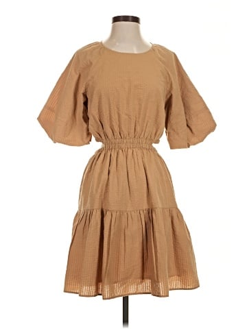 Madewell Seersucker Puff-Sleeve Cutout Mini Dress (view 1)