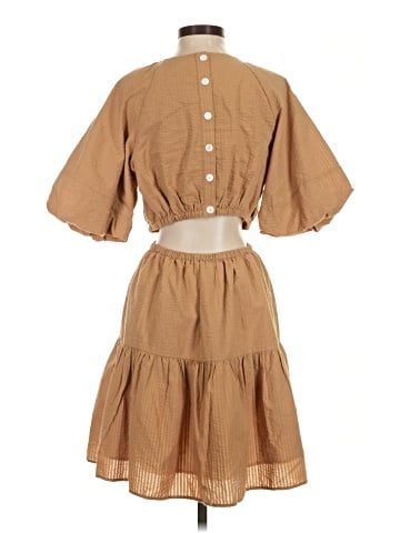 Madewell Seersucker Puff-Sleeve Cutout Mini Dress (view 2)