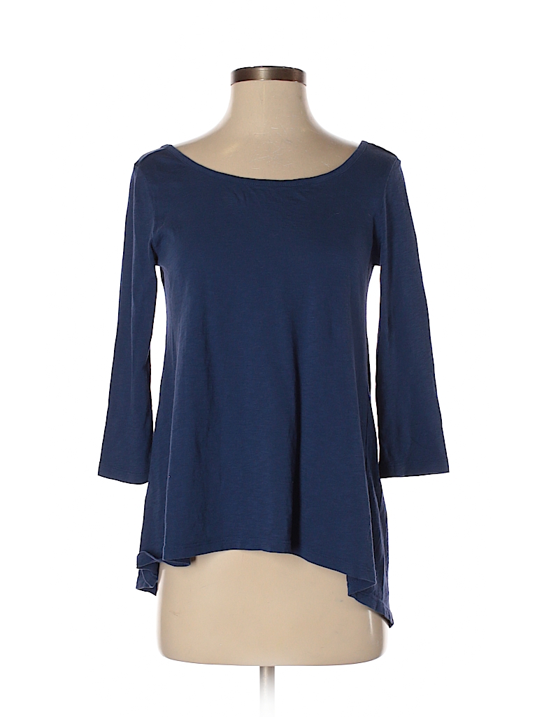 Cynthia Rowley TJX 100% Pima Cotton Solid Dark Blue Long Sleeve T-Shirt ...