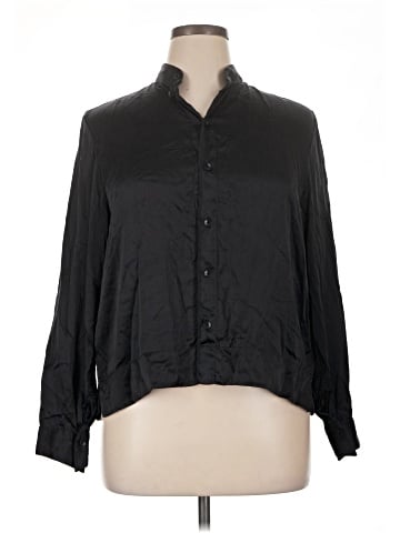 Joan Vass Long Sleeve Silk Top (view 1)