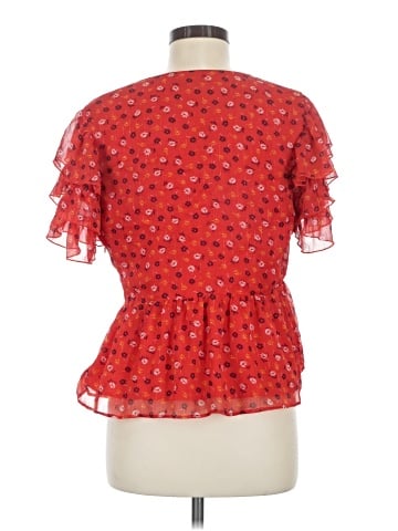 Madewell Tiered-Sleeve Peplum Top in Metallic Prairie Posies (view 2)