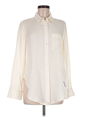 Theory Long Sleeve Silk Top (view 1)