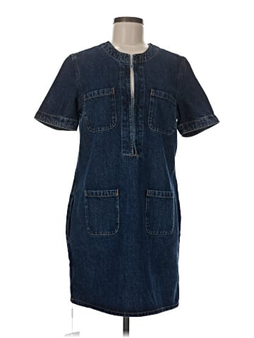 Self-Portrait Denim Bow Mini Dress (view 1)