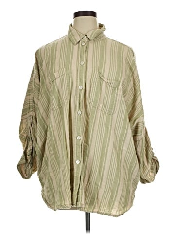 American Eagle Outfitters 3/4 Sleeve Button-Down Shirt (view 1)