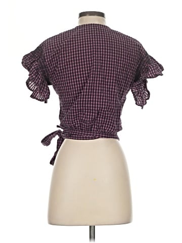 Madewell Flutter-Sleeve Side-Tie Wrap Top in Plaid (view 2)