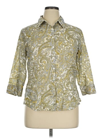 Lord & Taylor 3/4 Sleeve Button-Down Shirt (view 1)