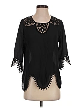 The Great. 3/4 Sleeve Silk Top (view 1)