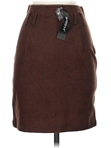 Allegra K Faux Leather Skirt (view 2)