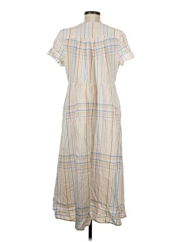 Madewell Linen-Blend Clara Midi Dress in Plaid (view 2)