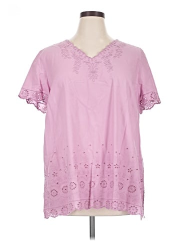 LOGO by Lori Goldstein Short Sleeve Blouse (view 1)