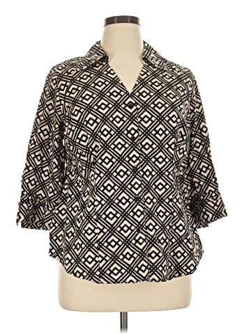 Alfani 3/4 Sleeve Button-Down Shirt (view 1)