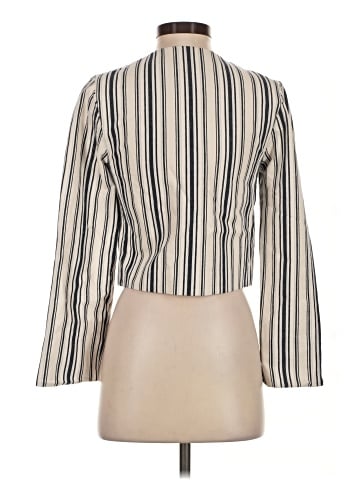 Madewell Striped Crop Cardigan Jacket in Cotton-Linen (view 2)