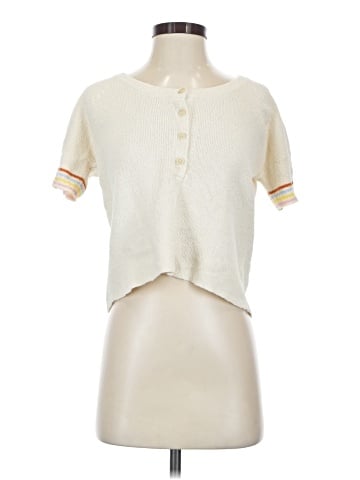 Madewell Henley Sweater Tee in Rainbow Stripe (view 1)