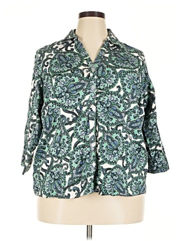 212 Collection 3/4 Sleeve Button-Down Shirt (view 1)