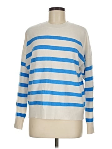 Madewell (Re)sponsible Cashmere Oversized Crewneck Sweater in Stripe (view 1)