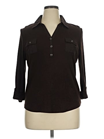 Karen Scott 3/4 Sleeve Button-Down Shirt (view 1)