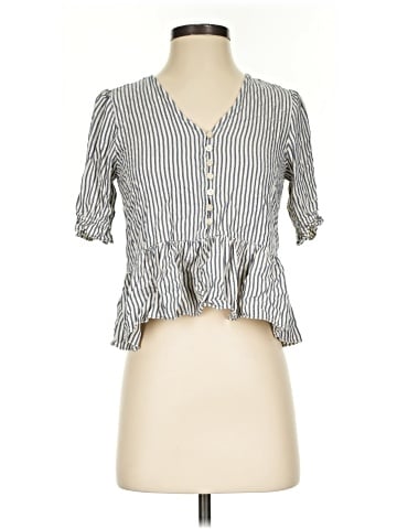 Madewell Courtyard Ruffle-Hem Top in Stripe (view 1)