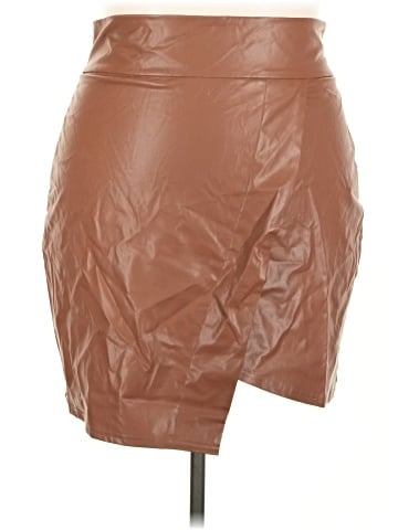 Shein Curve Faux Leather Skirt (view 1)