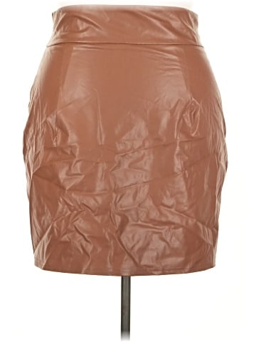 Shein Curve Faux Leather Skirt (view 2)