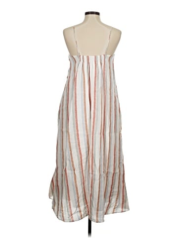Madewell Striped V-Neck Midi Dress in 100% Linen (view 2)