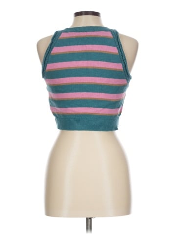Madewell Crochet-Trim Crop Sweater Tank in Stripe (view 2)