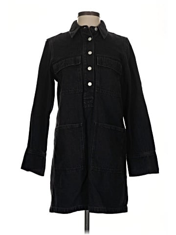 Madewell Denim Popover Mini Shirtdress in Clean Black Wash (view 1)