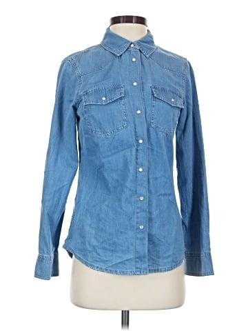 Topshop Long Sleeve Button-Down Shirt (view 1)