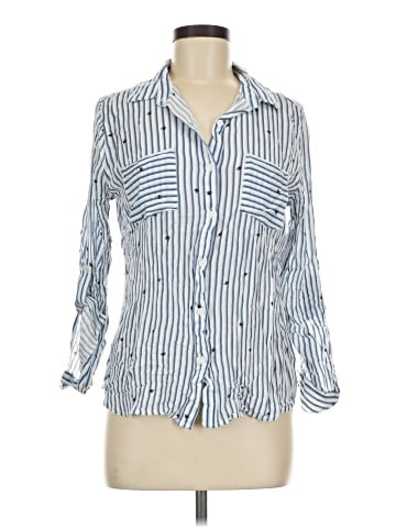 a.n.a. A New Approach 3/4 Sleeve Button-Down Shirt (view 1)