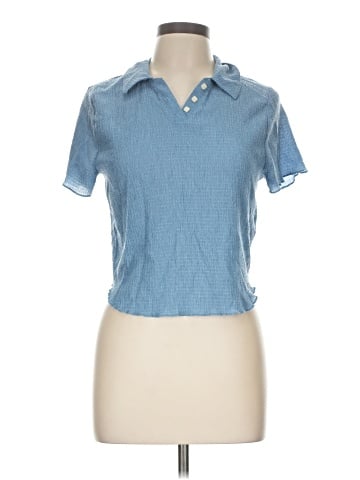 Madewell Crinkle Polo Crop Tee (view 1)