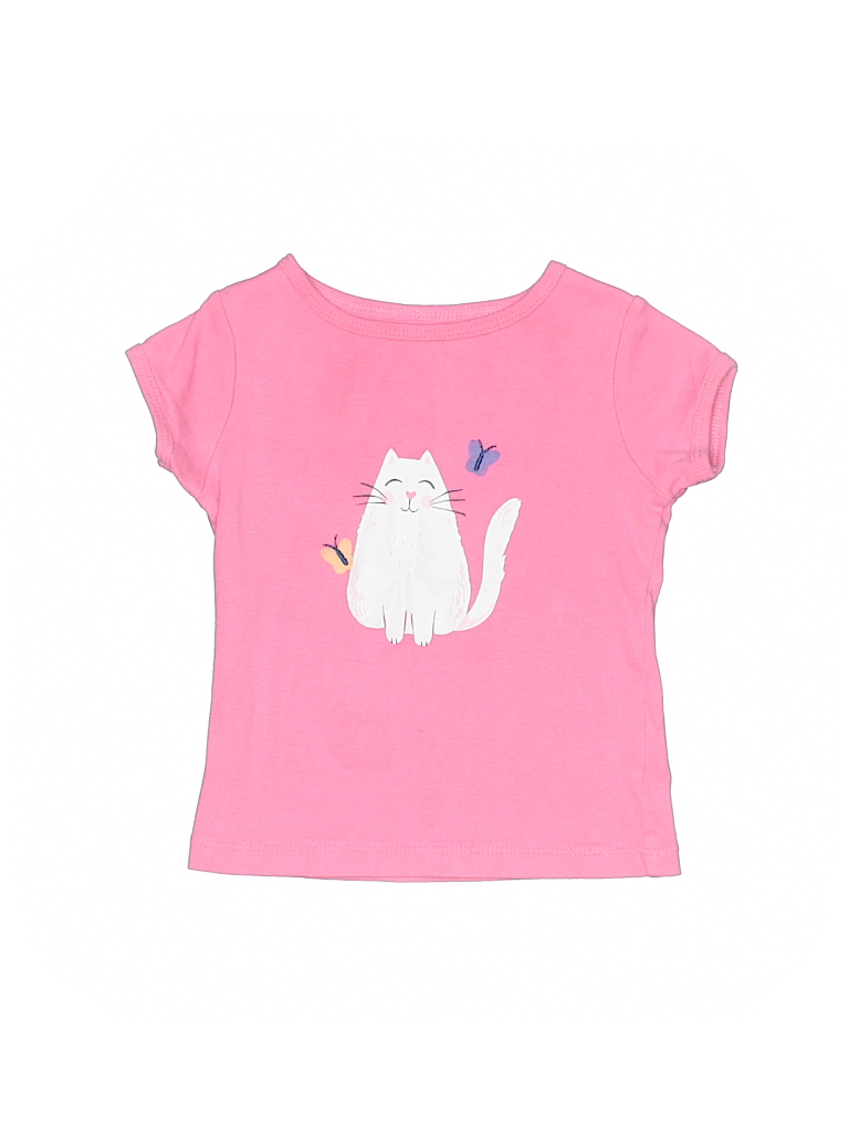 Cat & Jack 100% Cotton Graphic Pink Short Sleeve T-Shirt Size 12 mo ...