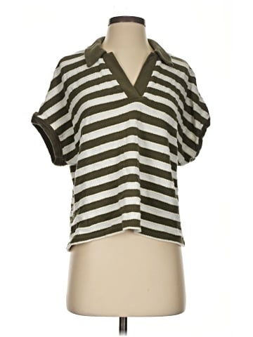 Madewell Relaxed V-Neck Polo Shirt in Stripe (view 1)