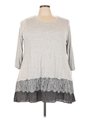 LOGO by Lori Goldstein 3/4 Sleeve Top (view 1)