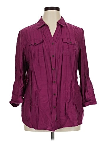 Roz & Ali 3/4 Sleeve Button-Down Shirt (view 1)