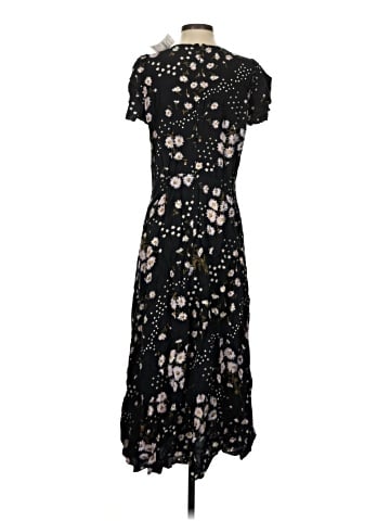 Madewell Puff-Sleeve Wrap-Front Midi Dress in Polka Daisies (view 2)