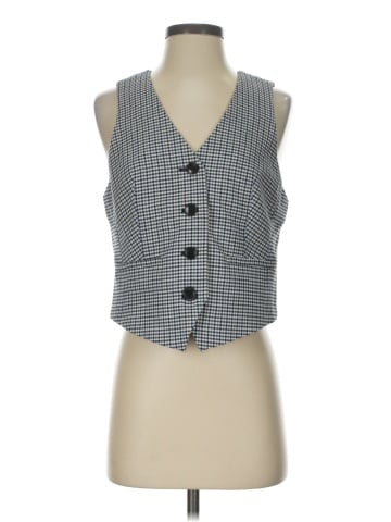 Madewell Short Vest in Yarn-Dyed Houndstooth (view 1)