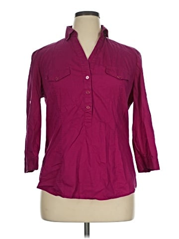 New York & Company 3/4 Sleeve Button-Down Shirt (view 1)