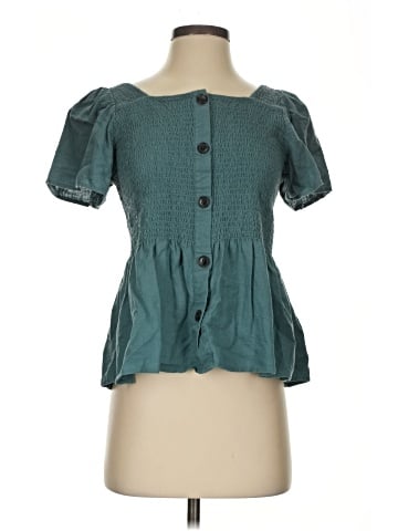 Madewell Linen-Blend Lucie Smocked Peplum Top (view 1)