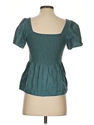 Madewell Linen-Blend Lucie Smocked Peplum Top (view 2)