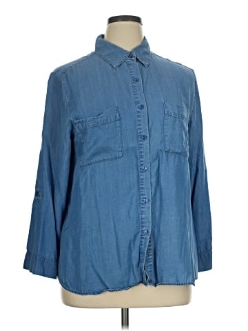 Jones New York Signature 3/4 Sleeve Button-Down Shirt (view 1)