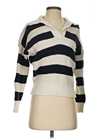 Madewell Waffle-Knit Henley Sweater in Stripe (view 1)