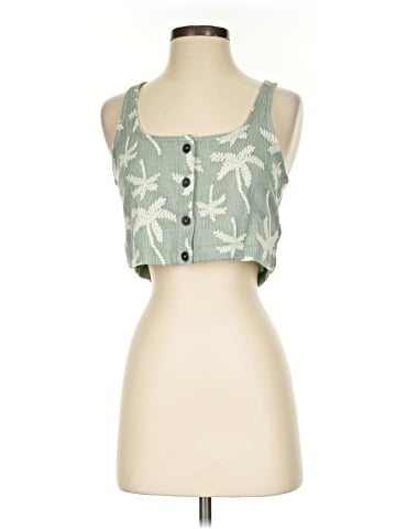 Madewell Jacquard Square-Neck Button-Front Crop Tank (view 1)